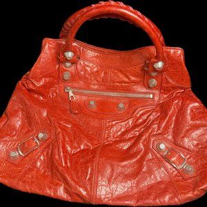 Balenciaga Chevre Giant RED w/silver hardware brief bag